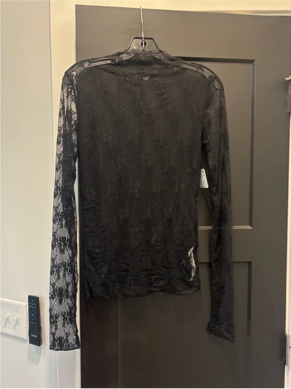 Free People Lady Lux Floral Mesh Layering Top lace XS NWT Black
